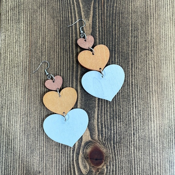 🌟Host Pick🌟Wooden Heart Earrings - Picture 2 of 3